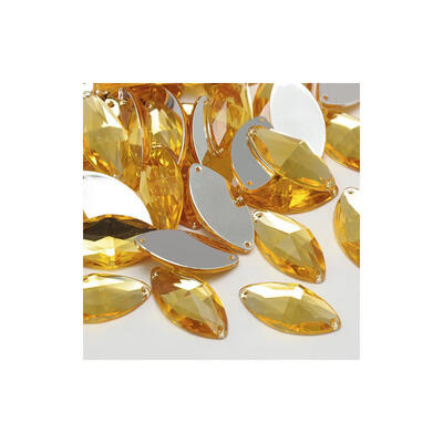 

Sew on Rhinestone Taiwan Acrylic Rhinestone Two Holes Garment Accessories Faceted Horse Eye Bisque 30x15x7mm Hole 1mm