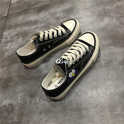 

100 original painted canvas shoes woman 2019 summer new Korean version of original wind board shoes girl