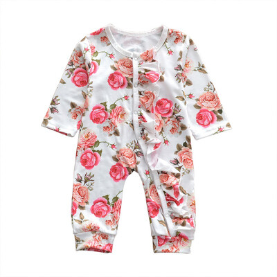 

Autumn Baby Rompers Girl Casual Floral Print Romper Infant Long Sleeve Jumpsuit Costumesborn Children Clothes