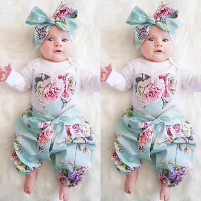 

Newborn Kid Baby Girl Floral Clothes Jumpsuit Romper Bodysuit Pants Outfit Set