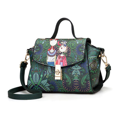 

Womens Fashion Cartoon Print Faux Leather Shoulder Messenger Bag Mini Handbag