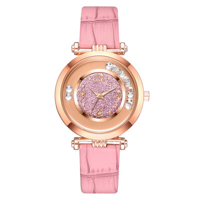 

Belt ladies watch 2019 new quicksand ball pu strap ladies watch quartz watch