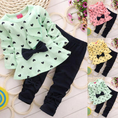 

2PCS Toddler Kids Baby Girls Outfit Clothes Long SleeveTopsPants Trousers Set