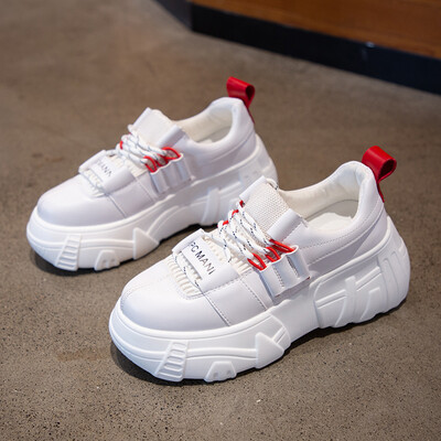 

Fathers Shoes&Girls Autumn Little White Muffin Cake with Thick Bottom&Over-heated Ins Sports Shoes