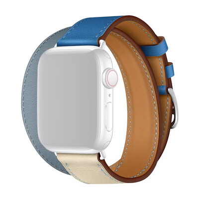 

〖Follure〗Double Tour Leather Accessory Band Two Colors Bracelet For iWatch 5 44mm