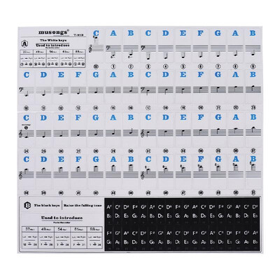 

Piano Stickers for 3749546188 Key Keyboards Music Note Stickers Transparent&Removable Full Set Piano Keyboard Stickers Mul