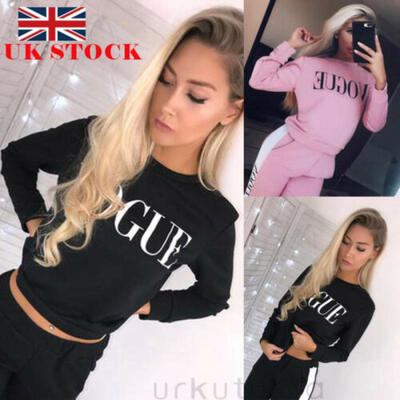 

UK Womens VOGUE Print Hoodie Sweatshirt Slouch Pullover Sweater Jumper Tops