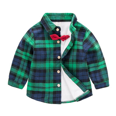 

Baby Kids Boys Girls Long Sleeve Shirt Plaids Tops Blouse Clothes Outfit With Little Ties
