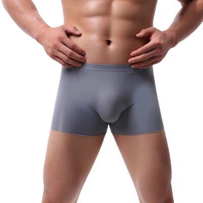 

Tailored Mens Sexy Underpants Pure Color Breathable Patchwork Ice-silk Underwear