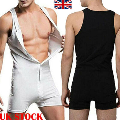 

UK Mens Bodysuit Wrestling Singlet Jumpsuit Underwear Leotard Vest One-piece