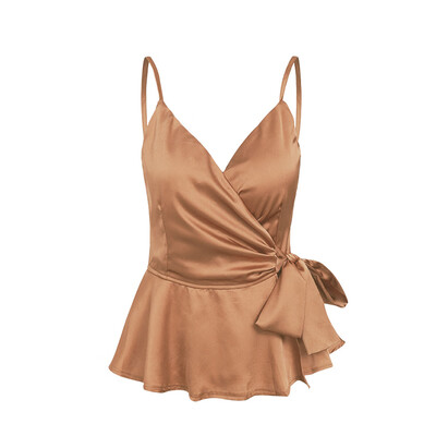 

Womens Vests Sling Sexy Deep V-neck Solid Color Casual Summer Strap Ruffle Tops