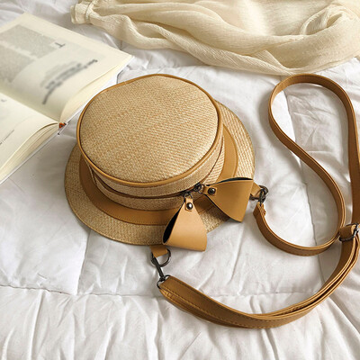 

Tailored Fashion Ladies Hat Braided Bow Beach Shoulder Bag Messenger Bag Backpack