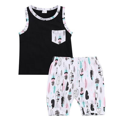 Summer Baby Toddler Boys Clothes Pocket Tops VestPants 2pcs Outfits Clothes Set