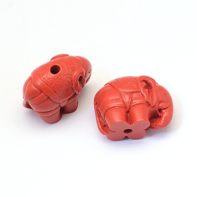 

Elephant Cinnabar Beads FireBrick 16x21x11mm Hole 3mm