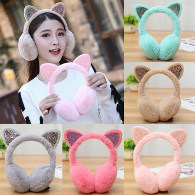 

Girl Winter Cat Earmuffs Fur Warm Women Ear Protect Cute Faux Soft Fluffy Earcap