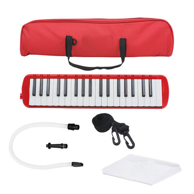 

37 Keys Portable Melodica Pianica KeyboardMouthpiece w Hose & Bag & Cloth Red