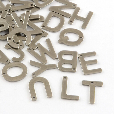 

304 Stainless Steel Letter Charms Mixed 11x5512x05mm Hole 1mm