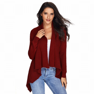 

Cardigan long sleeve shawl type long casual knit sweater coat womens