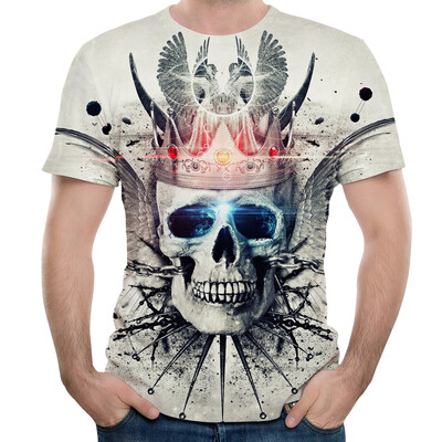 

2018 Men\s New 3D Crown Skull Printed Short Sleeve T-shirt