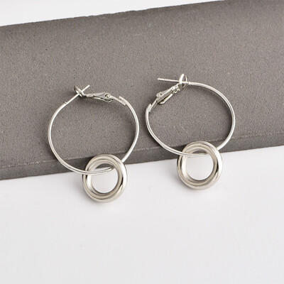 

2019 new brand design hollow metal round statement earrings fashion minimalist generous creative gifts earrings for women