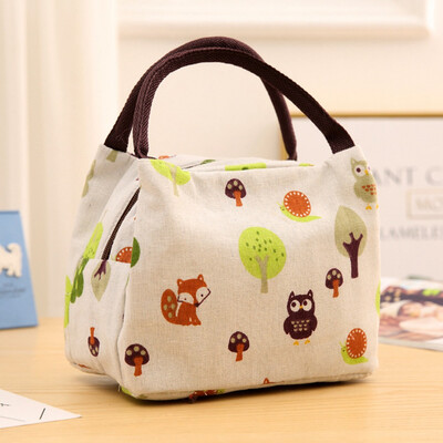 

Fashion Cotton Linen Cute Insulated Lunch Bag Thermal Cooler Women Kids Picnic Food Box Tote Carry Bags