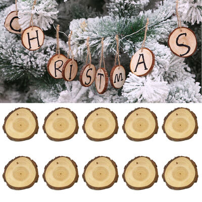 

10Pcs Wood Christmas Tree Hanging Ornaments DIY Painting Decor Hand Crafts Tags