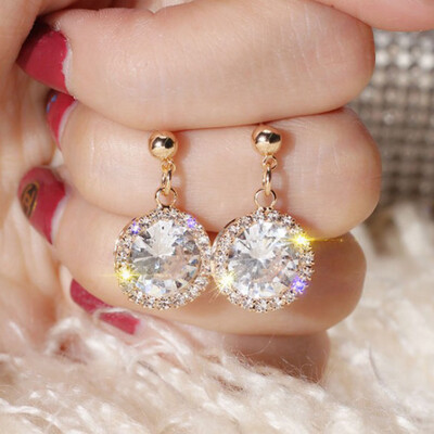 

Korean Version Fashion Jewelry Water Drop Rhinestone Women Earrings Dangle Ear Drop Jewelry Charm Decor