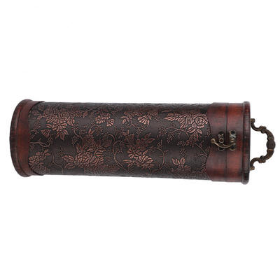 

Greensen Portable Vintage Round Wood Single Red Wine Storage Box With Handle Retro Gift