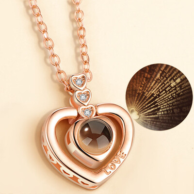 

Necklace Pendant Hidden Text 100" I Love You Necklace