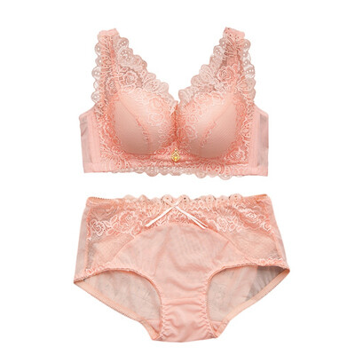 

Comfortable Sexy Thin Lace Breathable Bra Sets Lingerie Ladies Gathered Breast Bra Briefs Set