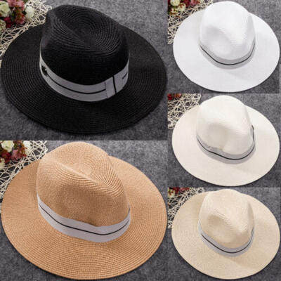 

Men Women Western Cowboy Hat Wide Brim Straw Cap Trilby Sunsreen Panama Hat