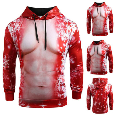 

Toponeto Christmas Women Men Couples Print Long Sleeve Hoodie Sweatshirt Pullover Tops
