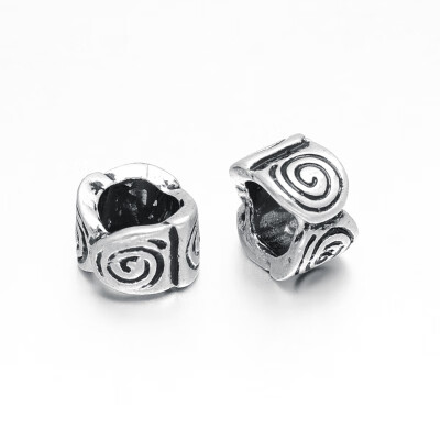 

Tibetan Style Zinc Alloy European Beads Column with Vortex Lead Free & Nickel Free Antique Silver 9x6mm Hole 55mm