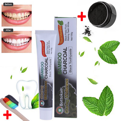 

〖Follure〗Teeth Whitening Powder Organic Activated Charcoal Bamboo Toothpaste Brush