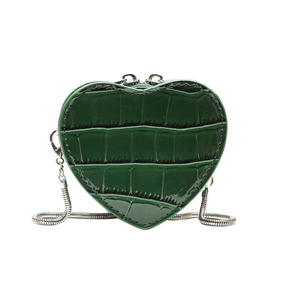 

Women Fashion Serpentine Leather Heart Shape Chain Bags Mini Shoulder Bag Crossbody Bag
