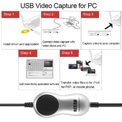 

ezcap170 USB 20 Video Capture HD Video Converter Recorder Convert Analog Video Audio to Digital Format for Windows 7 8 10