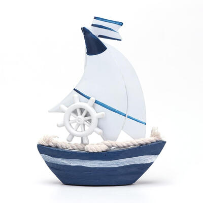 

Mediterranean Style Tin Small Sailboat Resin Crafts Ornaments Home Decor
