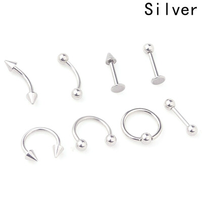 

8Pcs Surgical Thin Small Nose Ring Hoop 08mm Cartilage Piercing Studs Sanwood