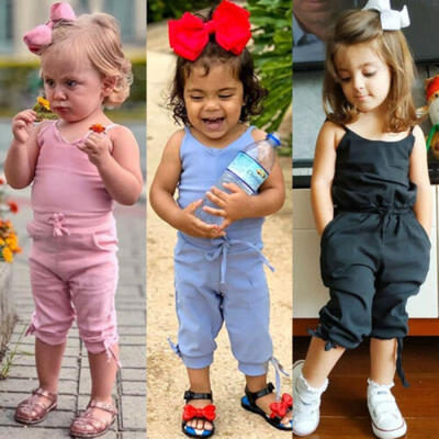 

US Toddler Kid Baby Girl Solid Bib Pants Romper Jumpsuit Overalls Outfit Sunsuit