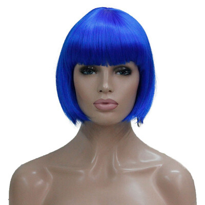 

StrongBeauty Short Straight BOB Colored Wigs Cosplay Wigs with Neat Bangs Synthetic Wig COLOUR CHOICES