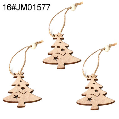 

3Pcs Retro Wooden Hollow Pendants with Rope DIY Crafts Christmas Tree Ornaments