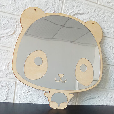 

Small Acrylic Hanging Cute Bear Mirror Wooden Home Cartoon Wall Decorative Tools