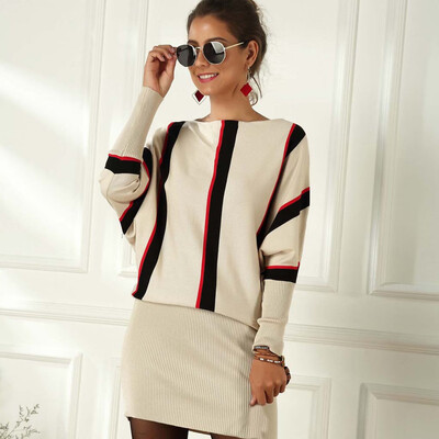 

Tailored Womens O-Neck Long Sleeve Oversized Knitted Long Sweater Jumper Dress Top