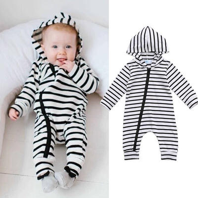 

Newborn Baby Boy Girl Hooded Zip Up Bodysuit Jumpsuit Playsuit Clothes Outfit