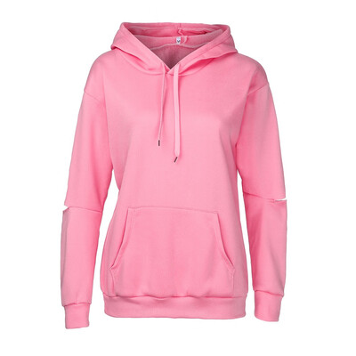 

Nomeni Sweatshirt Plus Size Women Long Sleeve Cut Out Solid Hooded Hole Pullover Tops