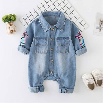 

Toddler Baby Boy Denim Romper Autumn Winter Giraffe Bodysuit Jumsuit Outfits