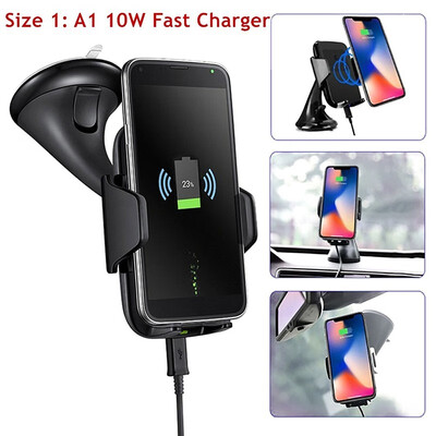 

New 10W Automatic Infrared Induction Clamping Wireless Car Charger 360 Degree Rotation Phone Charging Mount for iPhone X  XR 8P