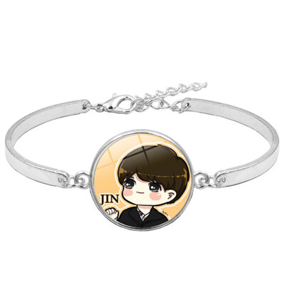 

KPOP BTS Bangtan Boys Retro Alloy Bracelet Creative Cartoon Time Gemstone Bracelet ARMY Hot Gift for Fans