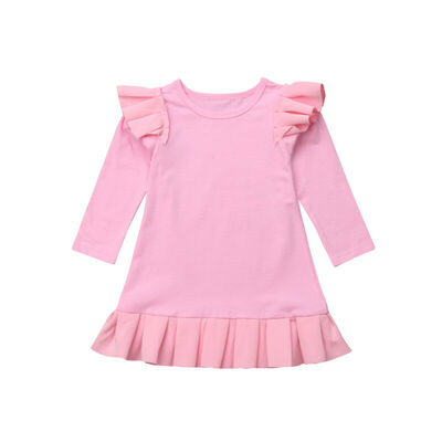 

Cotton Kids Baby Girls Dress Ruffle Long Sleeve Party Tutu Dress Clothes 1-6Y