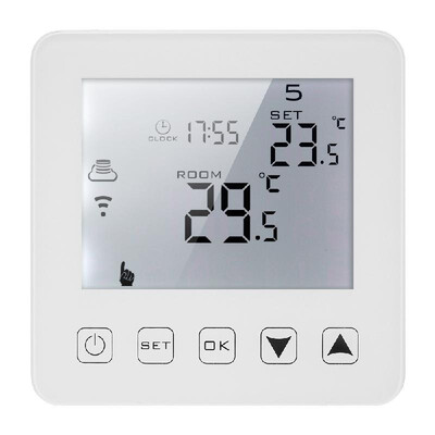 

3A Programmable Water Heating Gas Boiler Thermostat LCD Touchscreen with White Backlight Temperature Regulator Voice Control Compa